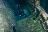 Diver penetrating HMCS Yukon wreck