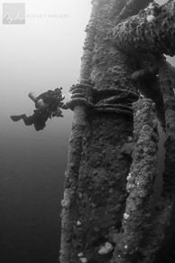 Technical diver on Elly Oil Rig